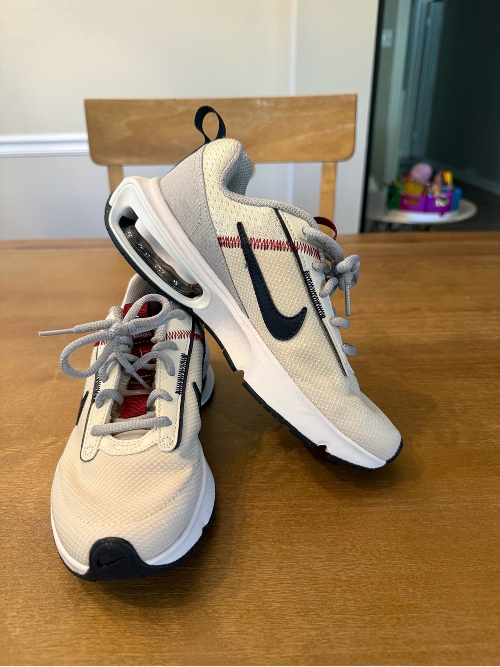 Nike Kids Beige and Navy Air-Cushion Sneaker
